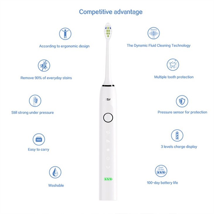 IPX8 Soniske elektriske tannbørster